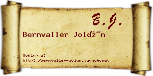 Bernvaller Jolán névjegykártya